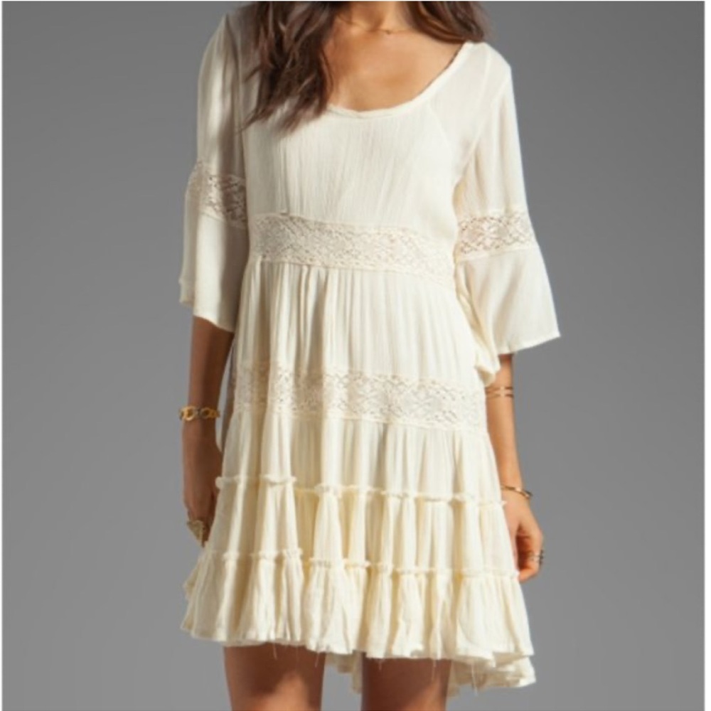 Free people Cream Boho Crochet Dress size large